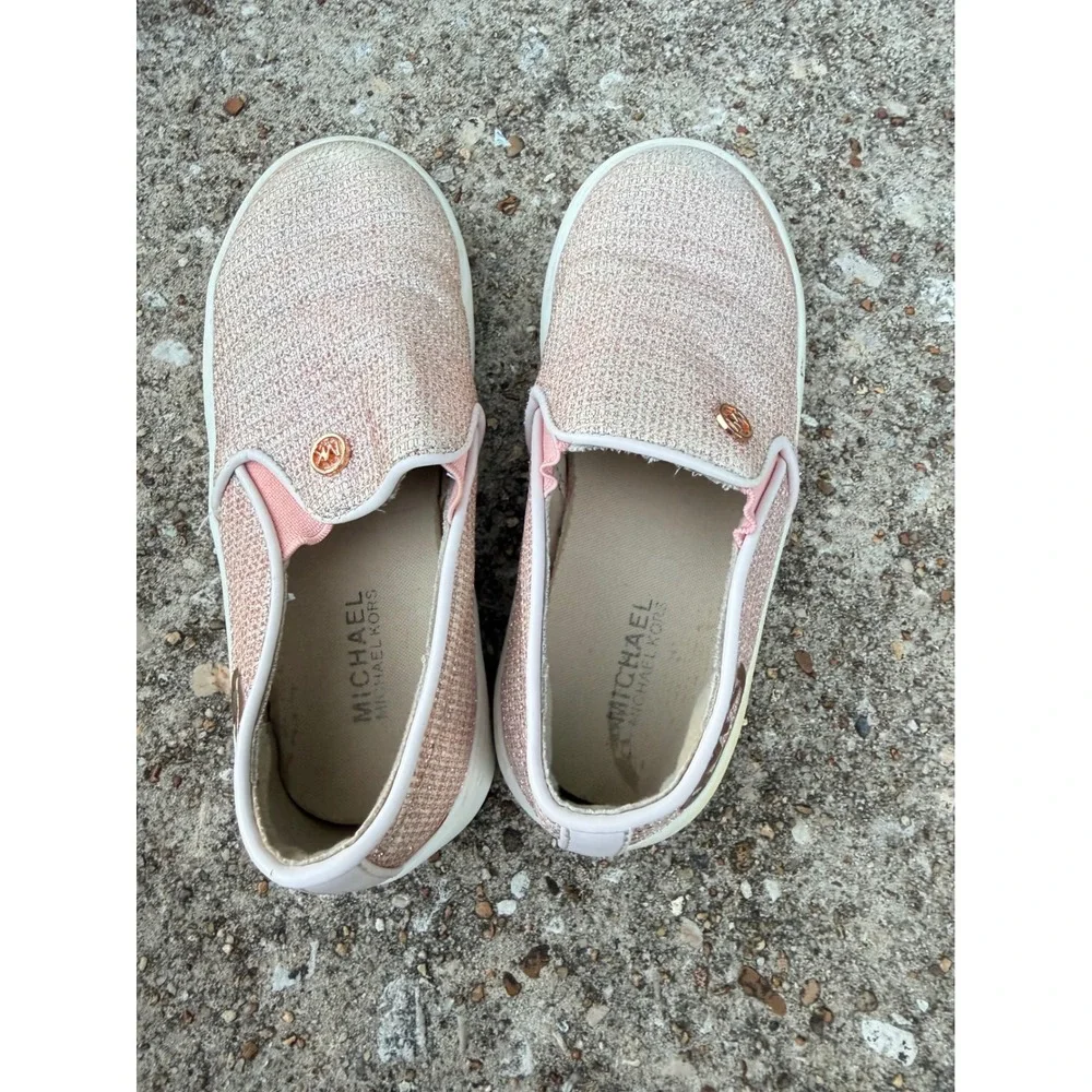Michael Kors Kids Jem Rachel Rose Gold Glitter Slip On‎ Sneakers Size 9 Toddler